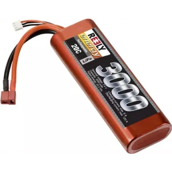 Batterie LiPo Reely 7,4 V 3000 mAh 2S 20C Stick boîtier rigide fiche T (RE-7863792)