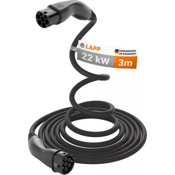 Câble de charge EV Type 2 auto-enroulant LAPP MOBILITY, 22 kW, 3 m, noir (75749)