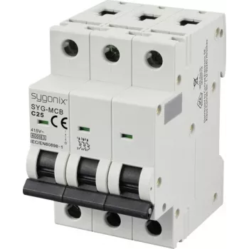Sygonix SY-6441088 Disjoncteur miniature 3 pôles C25A 6 kA 415 V AC montage sur rail DIN