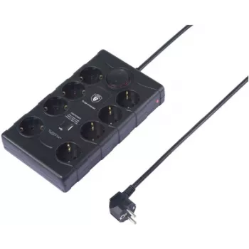 Sygonix SY-4751202 Multiprise parafoudre 8 prises noire 1,5 m