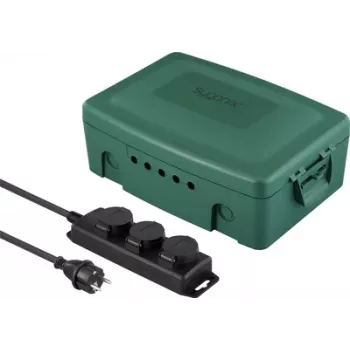 Sygonix SY-6797950 Bloc de distribution 3 prises vert/noir avec protection accrue contre les contacts