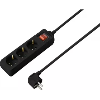 Multiprise 3 prises avec interrupteur Sygonix SY-7042482, noir, 1,5 m