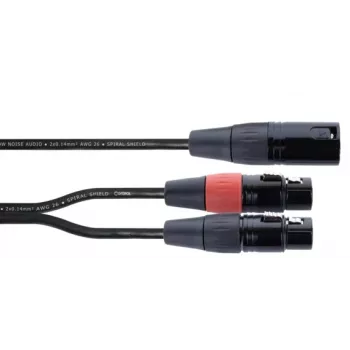 Câble adaptateur en Y XLR Cordial EY 0,3 MFF - 1x XLR mâle vers 2x XLR femelle, 0,3 m, noir 14881