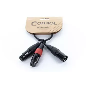 Câble adaptateur en Y XLR Cordial EY 0,3 MFF - 1x XLR mâle vers 2x XLR femelle, 0,3 m, noir 14881