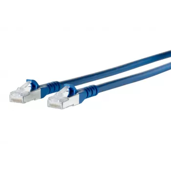Câble patch réseau METZ BTR Netcom RJ45 CAT 6A S/FTP 1,5 m bleu avec protection anti-accroche 1308451544-E
