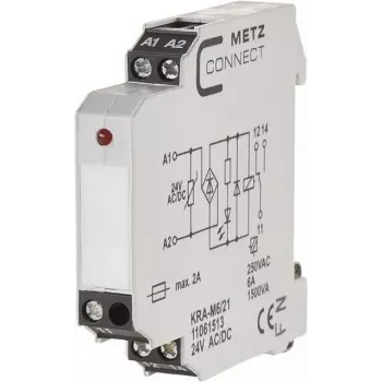 METZ CONNECT KRA-M6/21 module relais d'interface, blanc, entrée 12-24 V AC, sortie 250 V AC, montage sur rail DIN 11061513