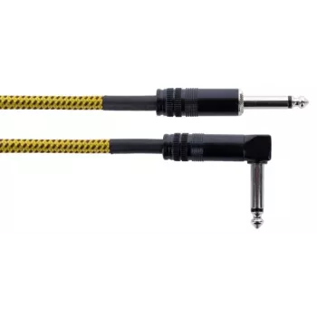 Câble pour instrument Cordial 14776 jack mono 6,3mm vers jack mono 6,3mm, 3m, textile noir/jaune