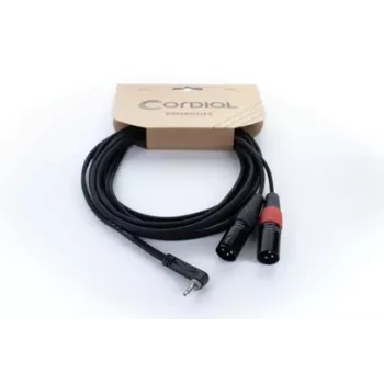 Câble adaptateur Y XLR Cordial EY 3 WRMM 3 m noir - jack TRS 3,5 mm mâle vers 2x XLR 3 broches mâle, OFC, blindage spiralé 14875