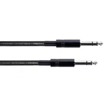 Cordial 14816 Câble audio jack stéréo 6,3 mm TRS vers 6,3 mm TRS, 1,5 m, noir, paire torsadée, PVC