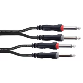 Cordial 14846 Câble audio double jack mono 6 m noir - double 6,3 mm TS vers double 6,3 mm TS