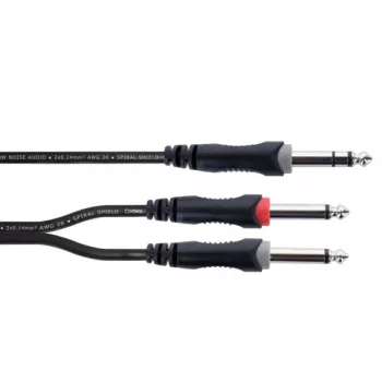 Cordial 14877 Câble adaptateur audio Y fiche jack stéréo 6,3 mm vers 2x fiche jack mono 6,3 mm 1,5 m câble double PVC noir