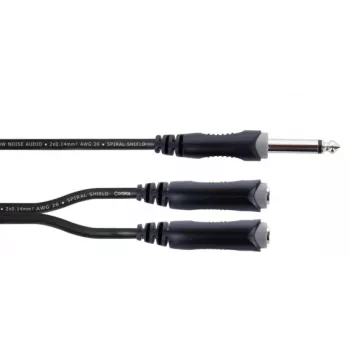 Cordial EY 0.3 PGG Câble adaptateur Y 1x fiche jack mono 6,3 mm vers 2x embases jack mono 6,3 mm 0,3 m noir 14884