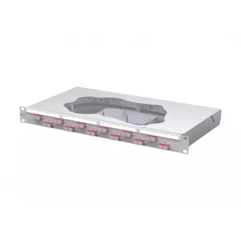 Panneau de brassage à épissures fibre optique METZ CONNECT 12 ports SC-Duplex OM4 1U 19 pouces pour montage en rack 150457BB12-F