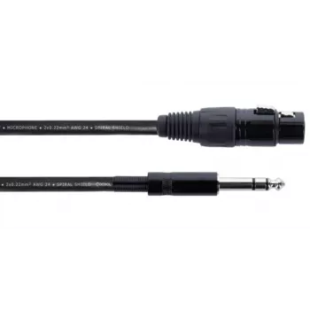 Câble jack TRS Cordial EM 3 FV XLR vers 6,3 mm 3 m noir 14822