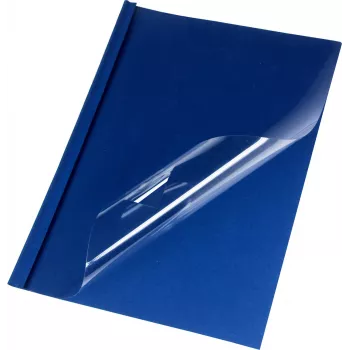Chemises à reliure thermique LMG A4 bleu aspect cuir 1,5 mm dos, lot de 50 (LMG-BMDLM-BL-R1,5)