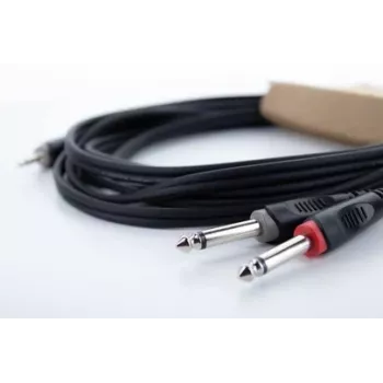 Câble adaptateur audio en Y Cordial 14862 jack stéréo 3,5 mm vers 2x jack mono 6,3 mm câble double PVC