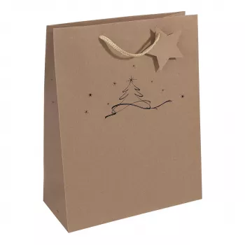 Sac cadeau SIGEL sapin de Noël, grand, papier kraft brun, 157 g/m², 1 pièce (GT037)