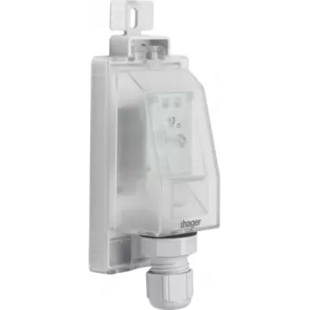 Capteur de lumière extérieure Hager EEN003 pour interrupteur crépusculaire, montage en saillie, IP55, câble 1,5 m, gris