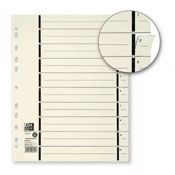 Intercalaires ELBA avec perforation, DIN A4 surlarge, carton kraft 230 g/m², impression de lignes noires 1-10 (06457)