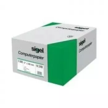 Sigel 08371 papier informatique en continu, perforation simple, lignes vertes, 203 x 375 mm, 60 g/m², 2000 feuilles