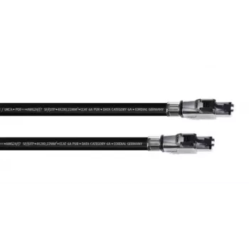 Câble patch RJ45 Cordial 15611 CAT 6a SF/UTP, 3 m, noir, gaine PUR