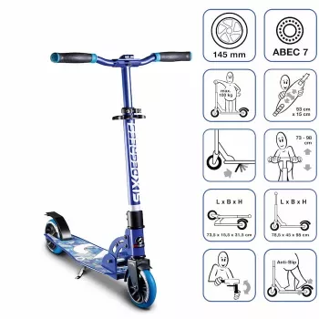 Trottinette en aluminium MUUWMI Six Degrees 145 mm, bleue