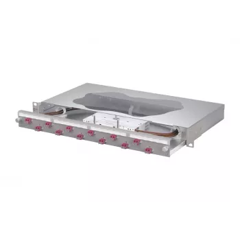 Panneau de brassage à épissures METZ CONNECT 12x LC-Duplex OM4, 1U, montage en rack 19 inch, gris 1504677512-F