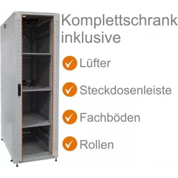 Armoire réseau 19 inch IT-BUDGET SRK ensemble complet 38U 600x800 mm porte verre/acier gris clair 99ITB19SRK3868GGM