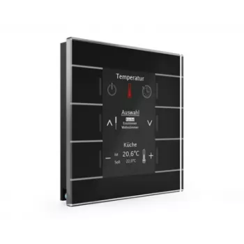 Panneau de commande intelligent KNX en verre MDT BE-GBZS.01S avec écran couleur, noir