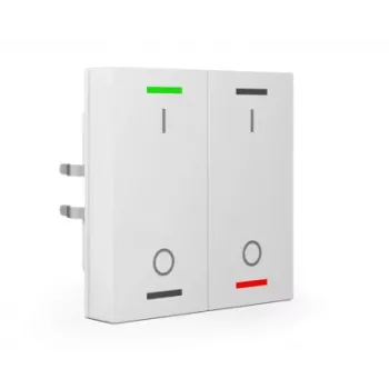 MDT BE-TAL55T2.B1 KNX Push-Button Sensor 2-fold with RGBW Backlight and Temperature Sensor, Pure White Glossy