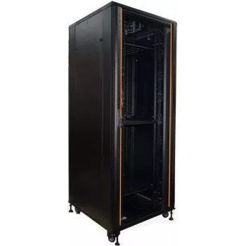 Baie serveur 19 pouces IT-BUDGET SRK 42U 800x1000 mm porte vitrée/acier passe-câbles flatpack noire