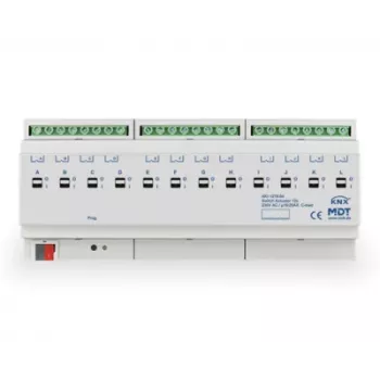 Actionneur de commutation KNX MDT AKI-1216.04, 12 canaux, 12 TE rail DIN, 16/20 A, 230 V AC, charge capacitive 200 µF