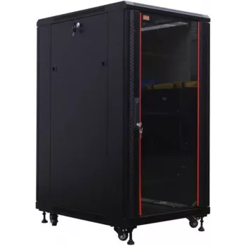 Baie réseau 19 pouces IT-BUDGET SRK - 22U - 600x800 mm - porte vitrée avant / porte en acier arrière - préassemblée - noire (99ITB19SRK2268GSNM)