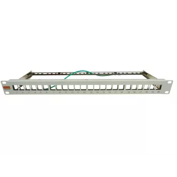 Panneau de brassage Keystone 19 pouces IT-BUDGET 24 ports, 1U, non équipé, gris clair 90ITBMT24PORTG
