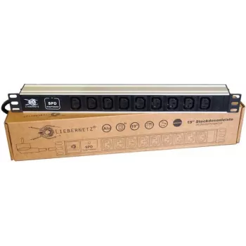 PDU rackable 19 pouces Liebernetz 1U, 9x prises C13, protection contre les surtensions, aluminium, noir/argent (90LNSDL199KKSP)