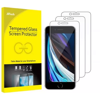 Protection d'écran en verre trempé JETech pour iPhone SE 3/2 (2022/2020) 4,7 pouces - pack de 3, 9H, 2,5D, compatible avec coque