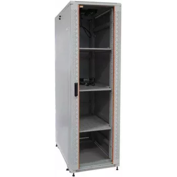 IT-BUDGET armoire serveur 19 pouces SRK ensemble complet, 42U, 600x1000 mm, porte verre/acier, 4 ventilateurs actifs, PDU, étagères, montée, gris clair 99ITB19SRK42610GGM
