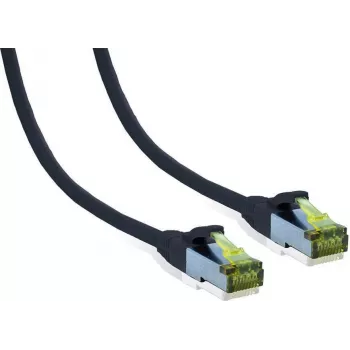 Câble de brassage IT-BUDGET Premium cuivre massif Cat.6A avec câble brut Cat.7 600 MHz sans halogène PoE+ 10 Gbit noir 5 m 90ITB6A7PK5S