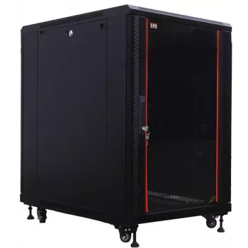 IT-BUDGET Armoire réseau 19 pouces SRK - 18U - 600x800 mm - porte vitrée/acier - montée - noire 99ITB19SRK1868GSNM