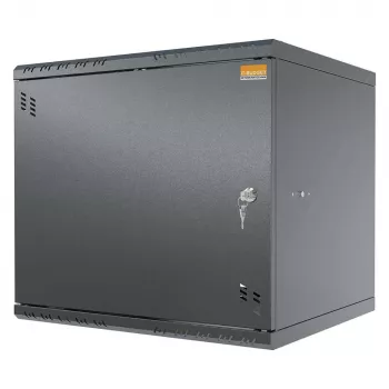 IT-BUDGET TAUNUS Armoire murale 9U 19 pouces, profondeur 450 mm, porte en acier, verrouillable, noire 90ITB19945MS