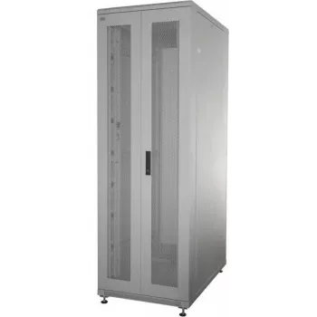 IT-BUDGET Baie serveur 19 pouces SRK ensemble complet - 42U - 600x1000 mm - doubles portes perforées avant et arrière - 4 ventilateurs actifs - PDU - étagères - montée - gris clair 99ITB19SRK42610DTGM