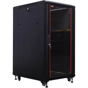 Baie serveur 19 pouces IT-BUDGET SRK - 27U - 600x1000 mm - porte vitrée/acier - préassemblée - noire 99ITB19SRK27610GSNM