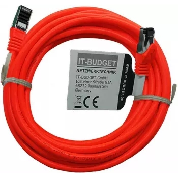 Câble patch Cat.8.1 S/FTP IT-BUDGET, 5 m, rouge, 40 Gbit/s, cuivre massif, LSZH, PoE+ 90ITBFLEX81PK5R