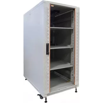 Armoire réseau 19 pouces IT-BUDGET SRK ensemble complet, 22U, 600x800 mm, porte verre/acier, 4 ventilateurs actifs, PDU, étagères, flatpack, gris clair 90ITB19SRK2268GG