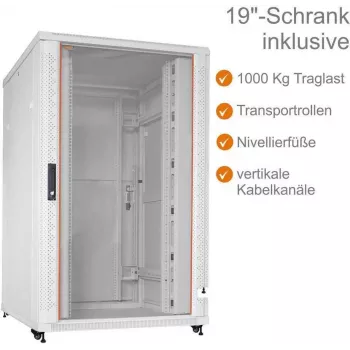 Baie serveur 19 pouces IT-BUDGET SRK 27U 800x1000 mm gris clair porte verre/acier flatpack 90ITB19SRK27810GGN