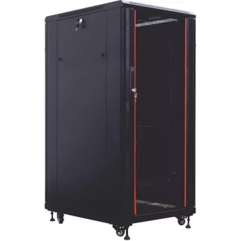 Armoire serveur 19 pouces IT-BUDGET SRK - 27U - LxP 800x800 mm - porte vitrée/pleine - passe-câbles - flatpack - noire (90ITB19SRK2788GSN)