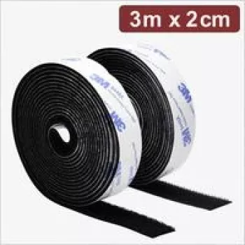 Quadrios 24CA320 bande auto-agrippante autocollante, 3 m x 2 cm, noir
