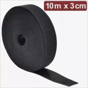 Bande auto-agrippante Quadrios 24CA308, 10 m x 3 cm, noire, auto-serrante, découpable, pour le regroupement de câbles