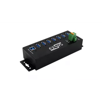 Hub industriel EXSYS USB 3.2 Gen1 7 ports avec kit pour rail DIN et protection ESD 15 kV (EX-1187HMVS-2)