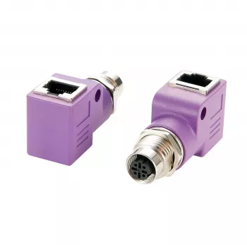 Adaptateur Ethernet industriel M12 codé D 4 broches femelle vers RJ45 femelle coudé 90° EXSYS EX-49523